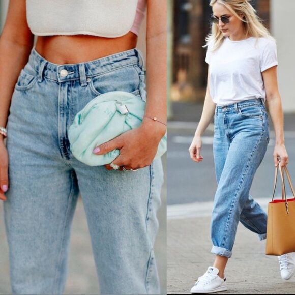 Vintage 90s Riders Lee Lightwash Denim Jeans Womens 8P High Waisted Mom Crop - Picture 1 of 13